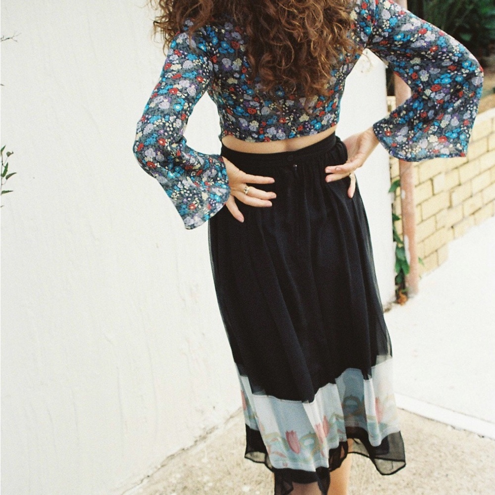 Vintage Tulip Silk Skirt
